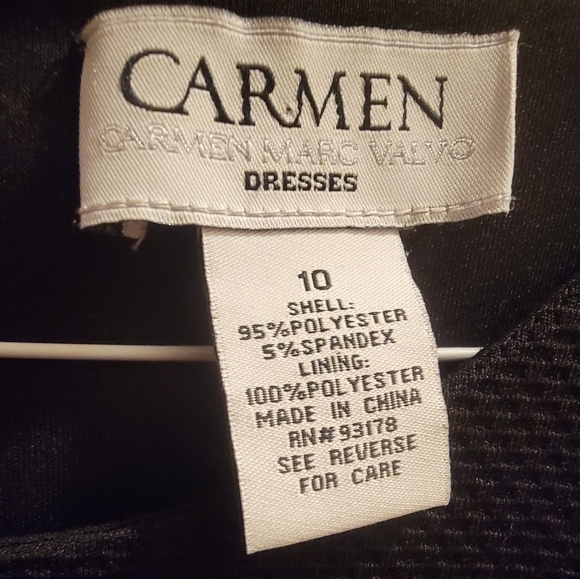Carmen Marc Valvo Lace Side Black Dress Size 10 - Picture 4 of 5